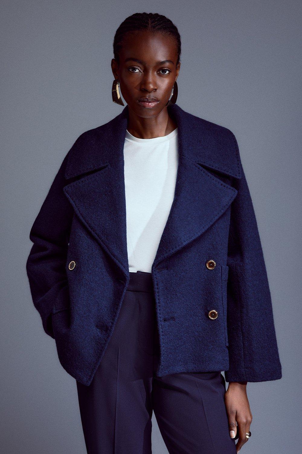 Long navy sale blue coat