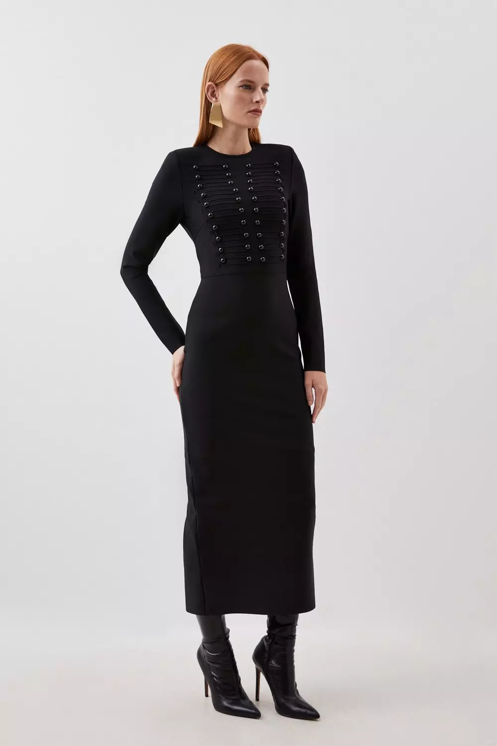 Karen millen black shop long sleeve dress