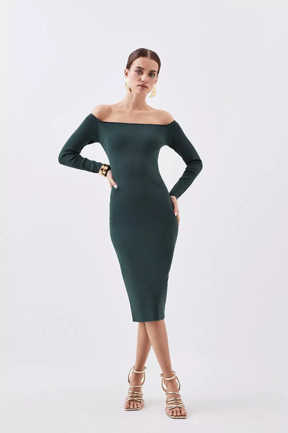 Petite bardot midi on sale dress