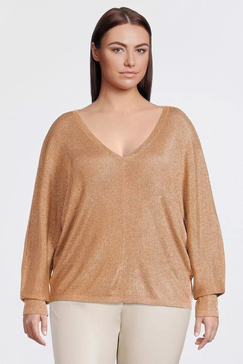 ASOS EDITION slouchy rib v neck knit oversized sweater in pebble