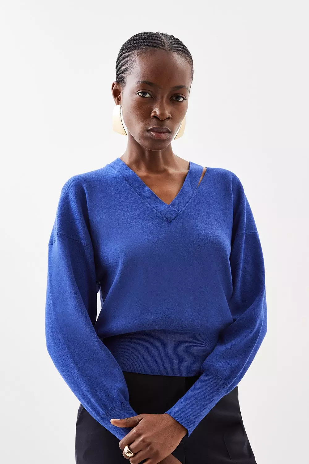 Cut out clearance v neck sweater