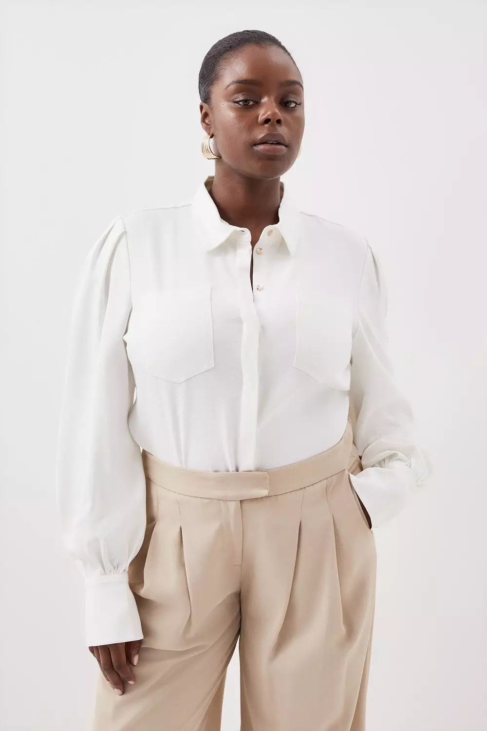 White satin blouse plus hot sale size