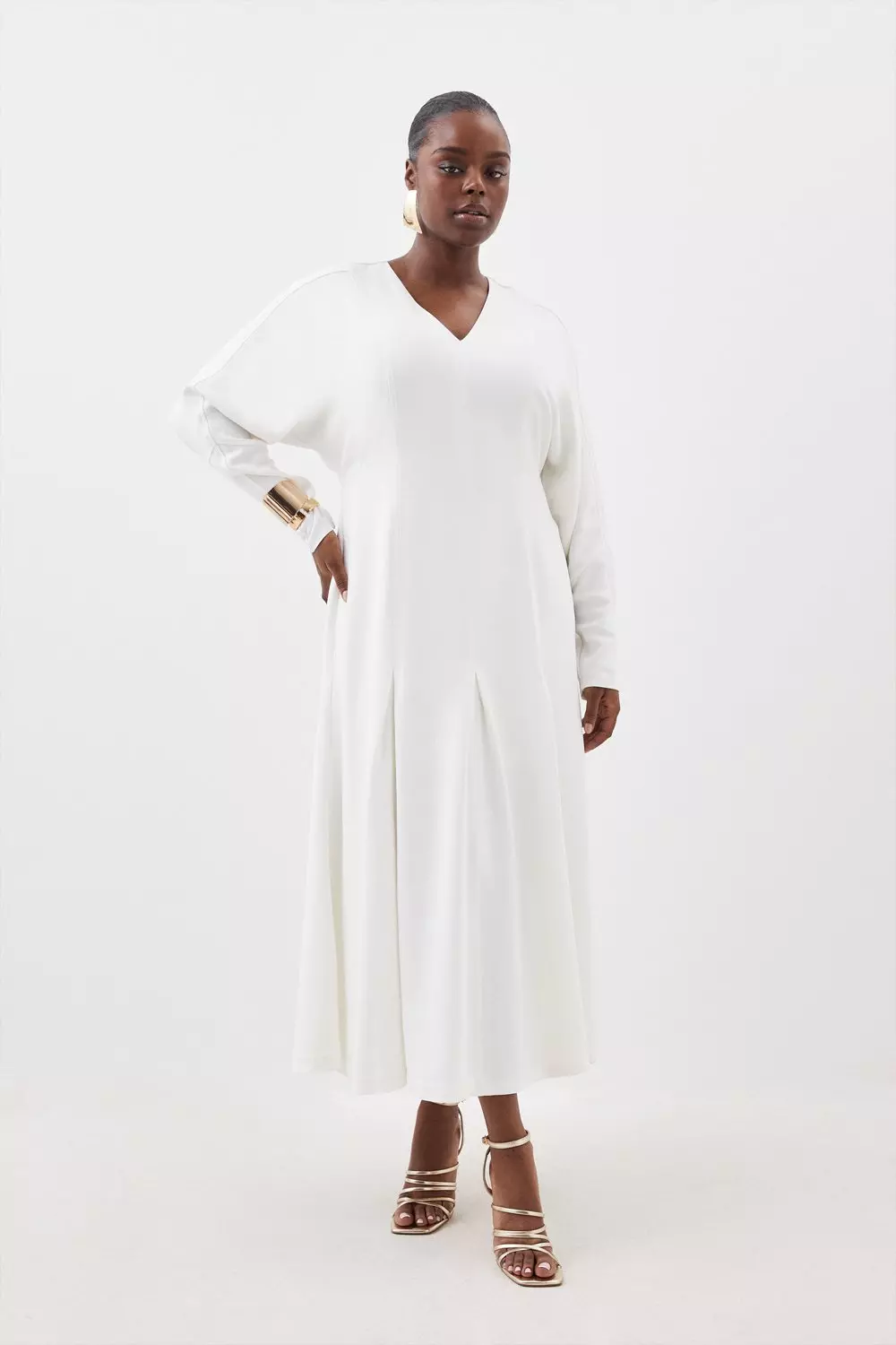 Midi long sleeve top white dress