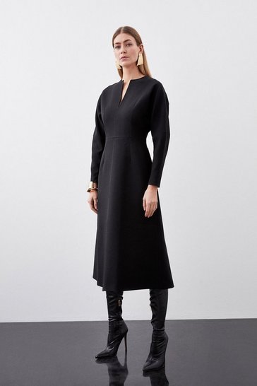 black long sleeve midi dress