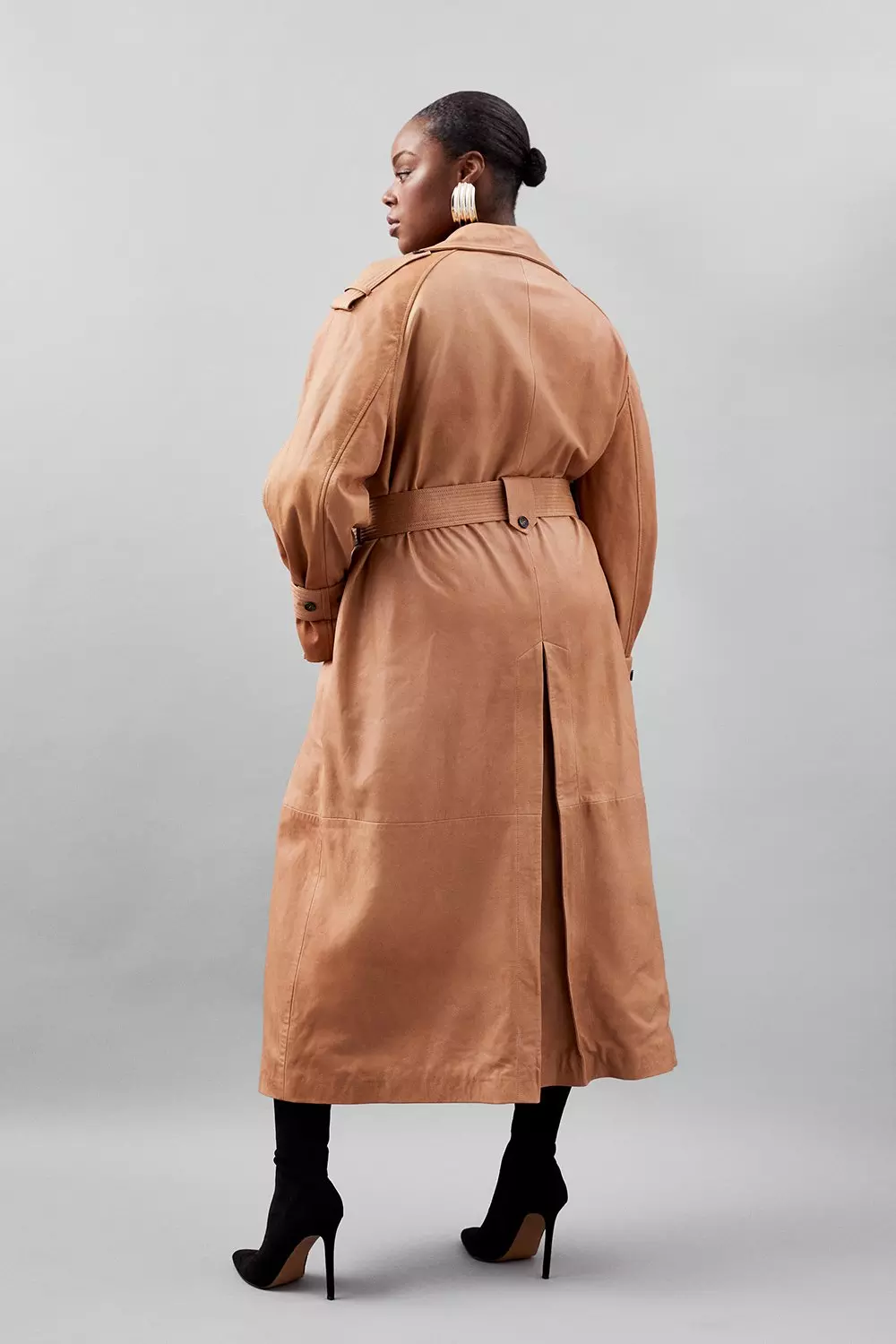 Plus Size Leather Oversize Trench Coat