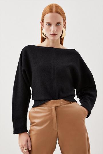 Wool Knit Batwing Sleeve Sweater black