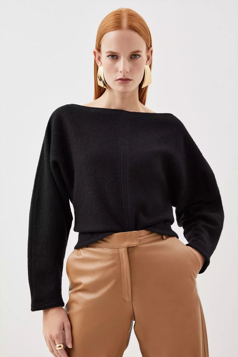 Wool Knit Batwing Sleeve Sweater Karen Millen