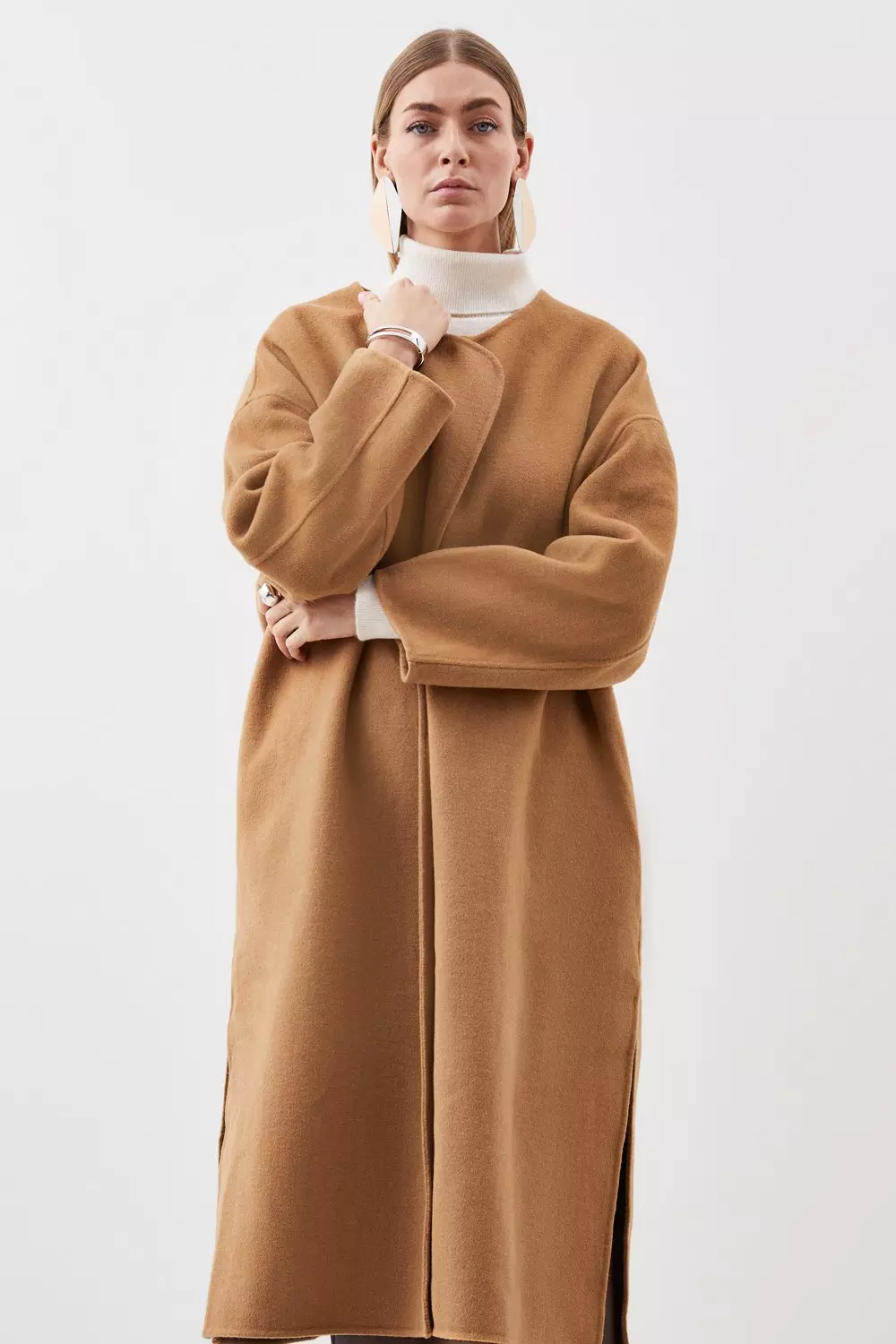 Skaalet check best sale midi wrap coat