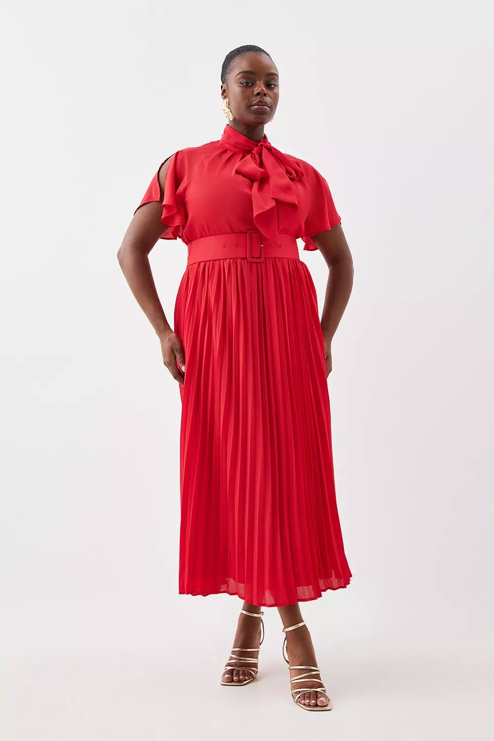 Pleated clearance dress red