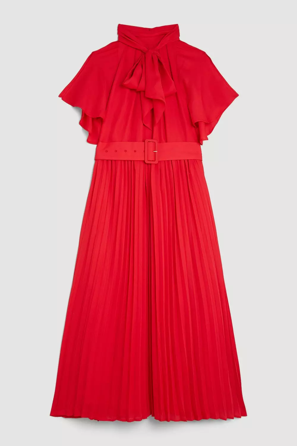 Zara red cheap pleated dress