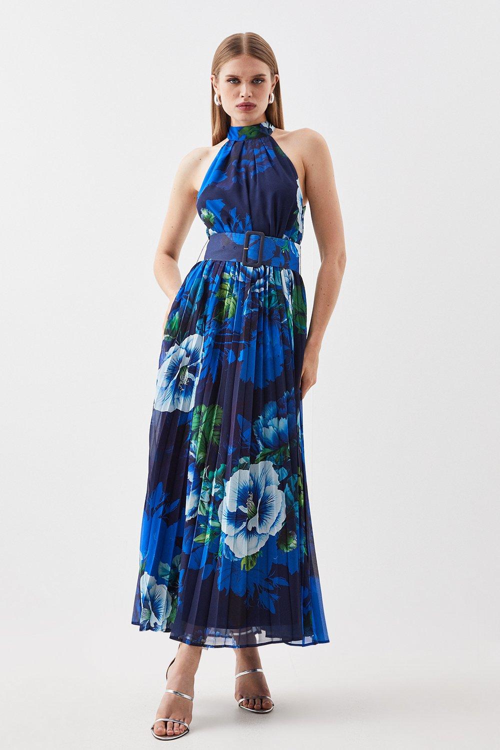 Karen millen pleated floral maxi clearance dress