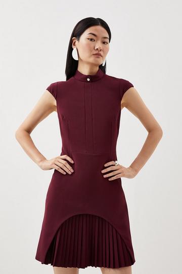 Structured Crepe Military Tailored Dress wine