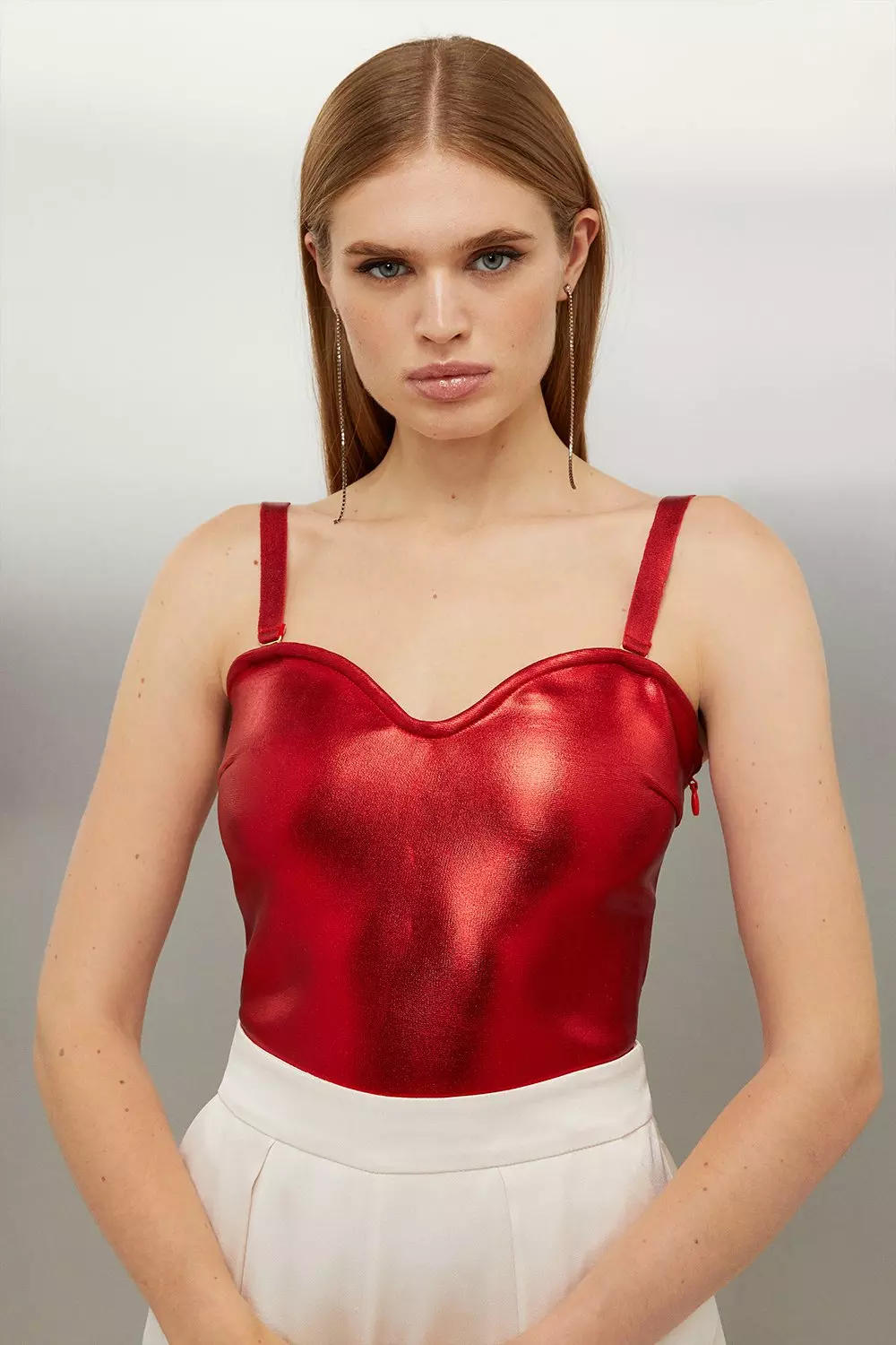 Figure Form Foiled Bandage Knit Bandeau Top | Karen Millen