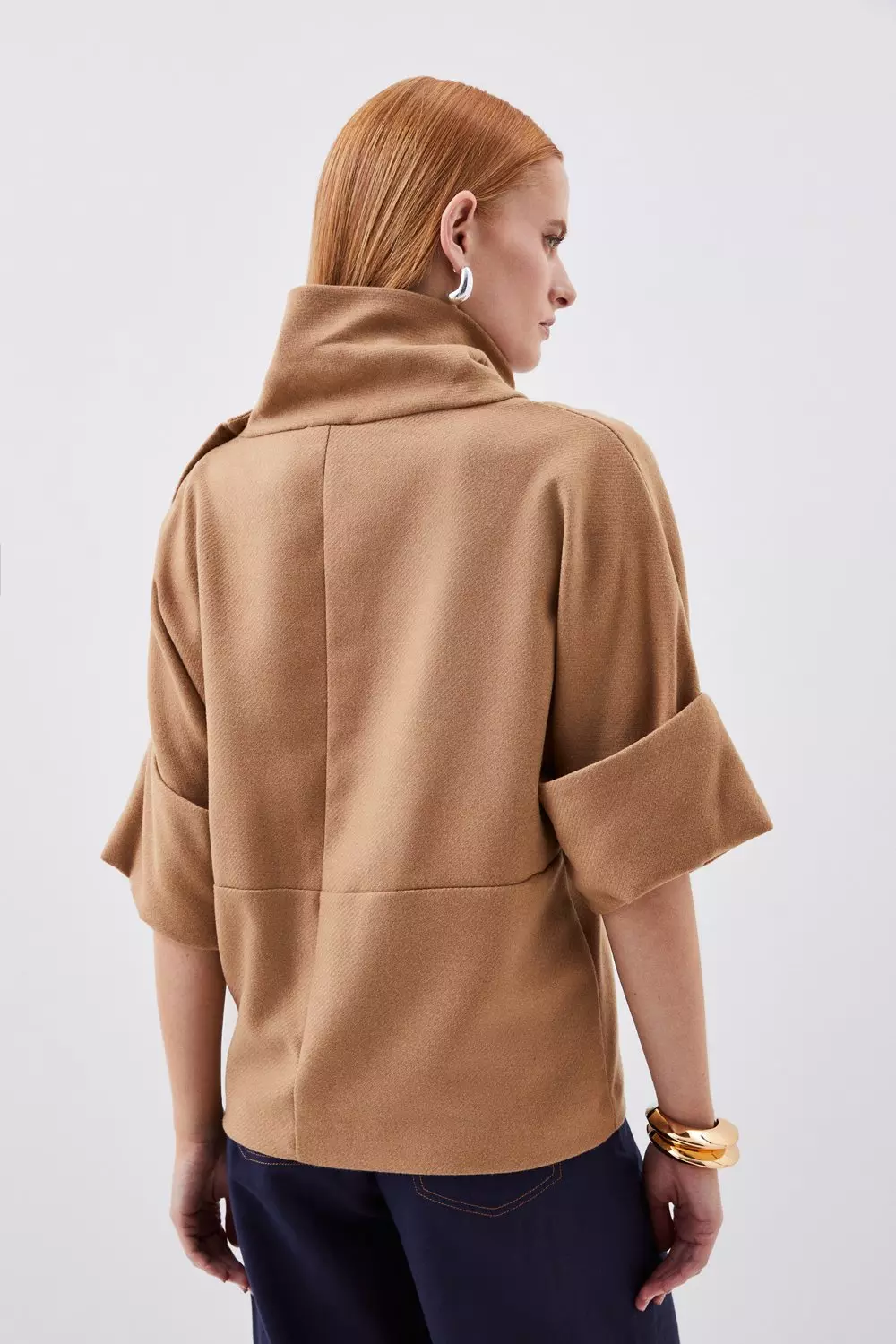 Mock neck shop wool coat