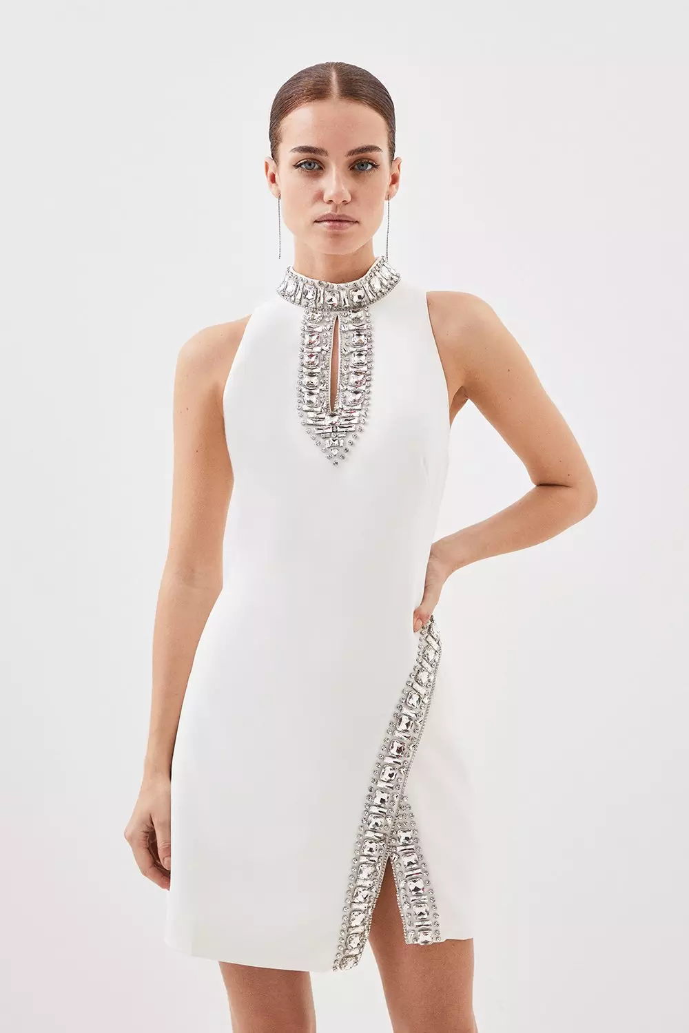 Karen millen sale jewelled neckline dress