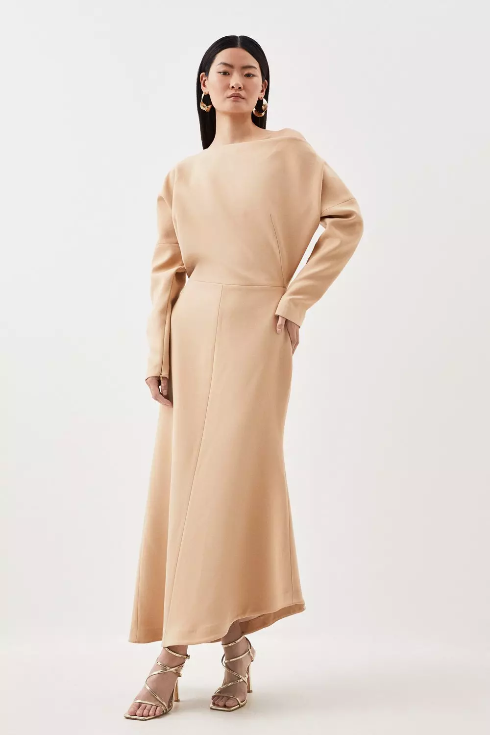 Beige long sleeve maxi on sale dress