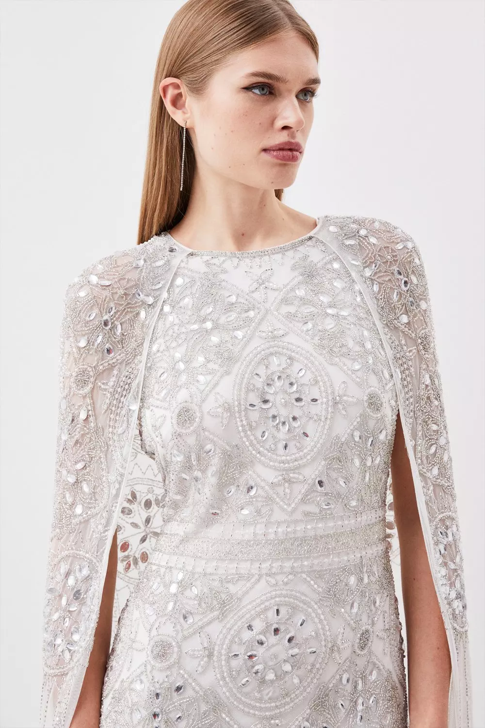 Embellished 2025 cape dress