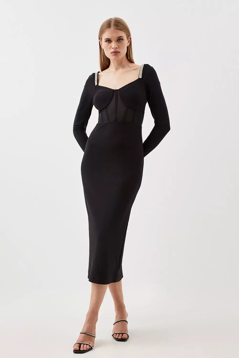 Karen millen mesh store sleeve bodycon dress