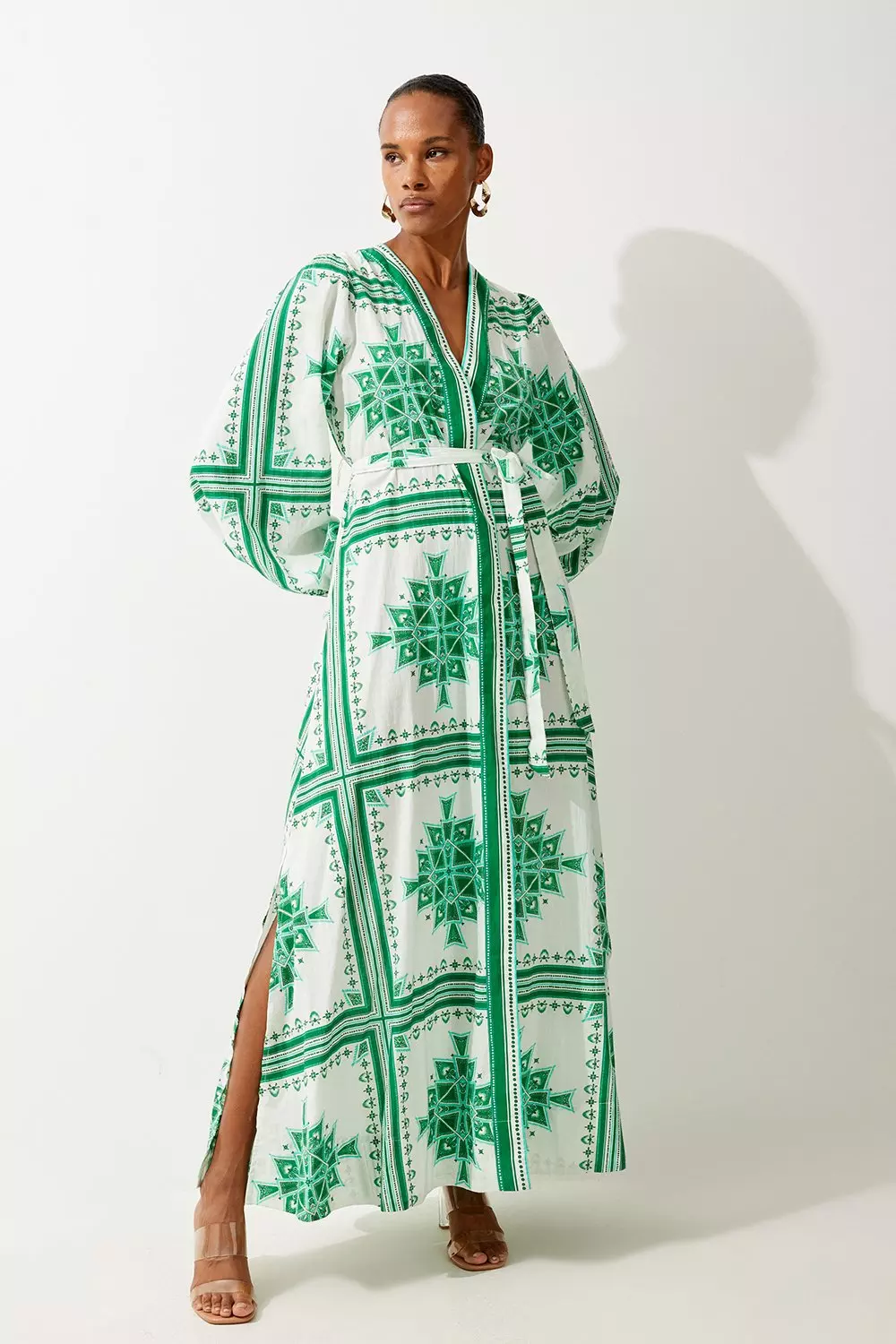 Green embroidered maxi clearance dress