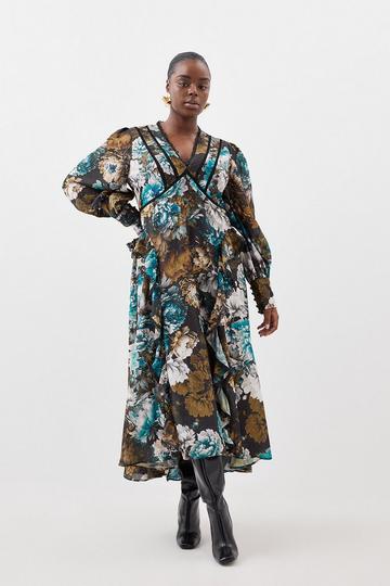 Floral Multi Plus Size Printed Woven Maxi Dress