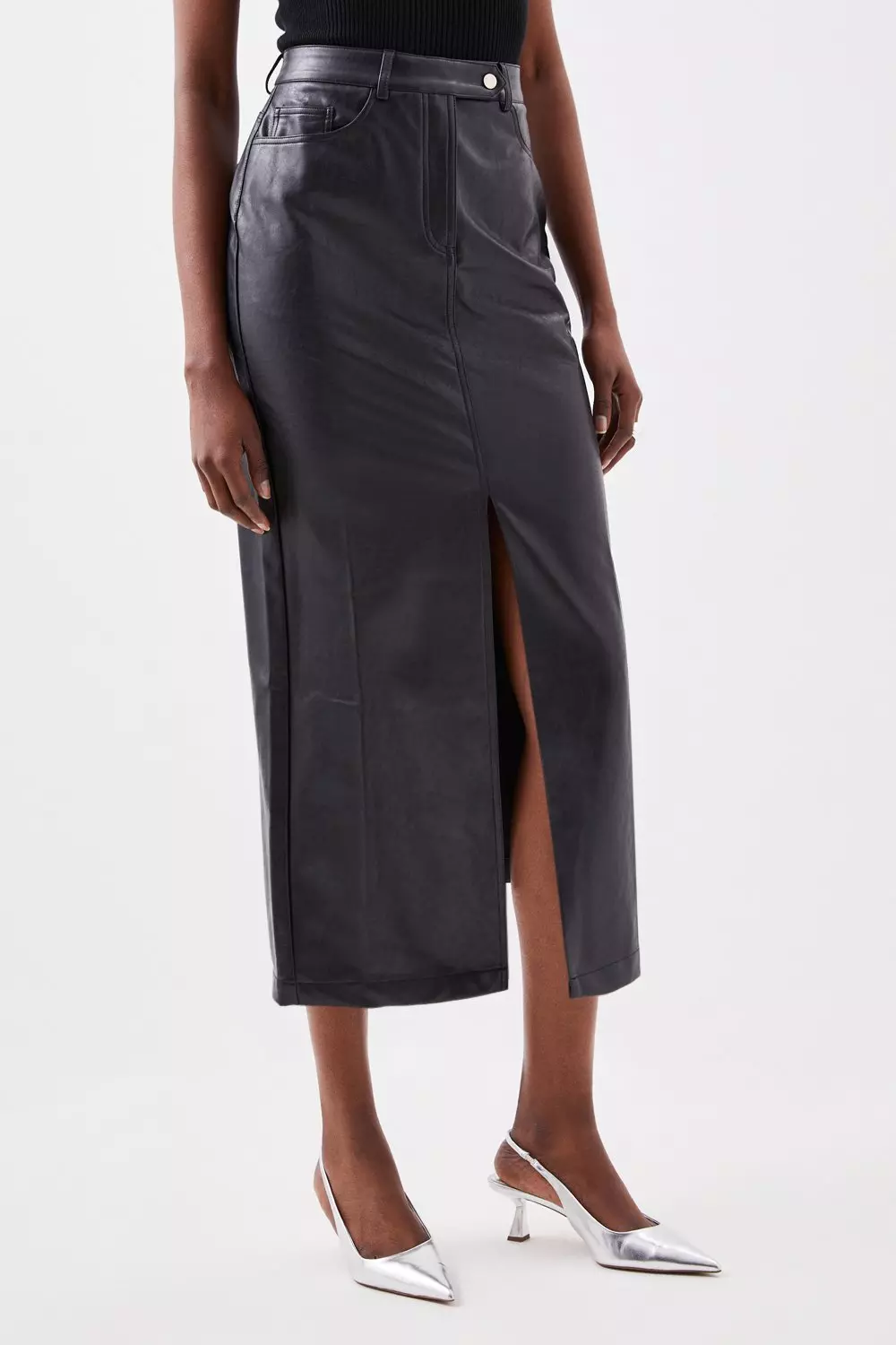 Faux Leather Pencil Maxi Skirt | Karen Millen