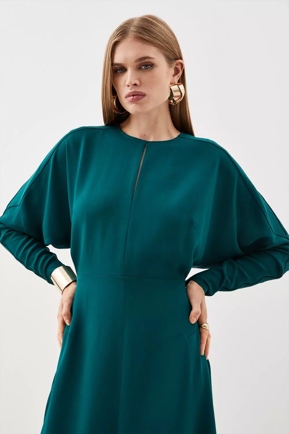 Dark Green Viscose Rayon Flared Sleeveless Maxi Dress Online FABKU20815  FABANZA UK