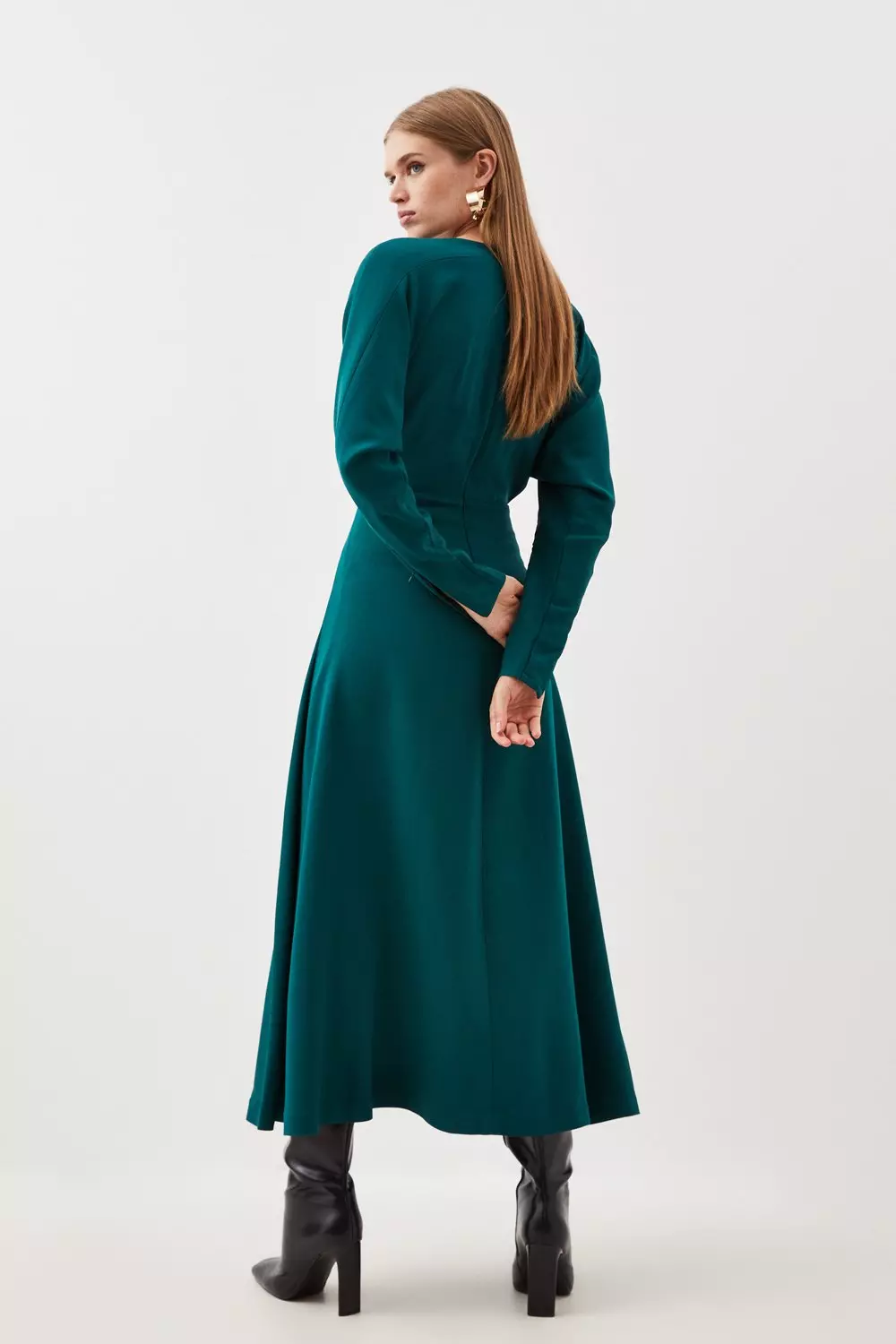 Dark Green Viscose Rayon Flared Sleeveless Maxi Dress Online FABKU20815  FABANZA