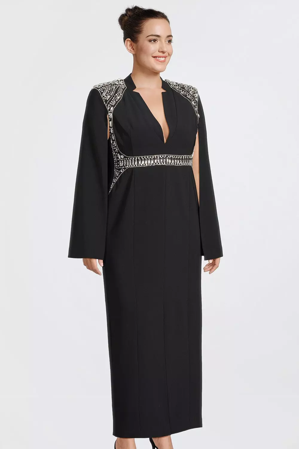 Plus plunge wrap outlet midi dress