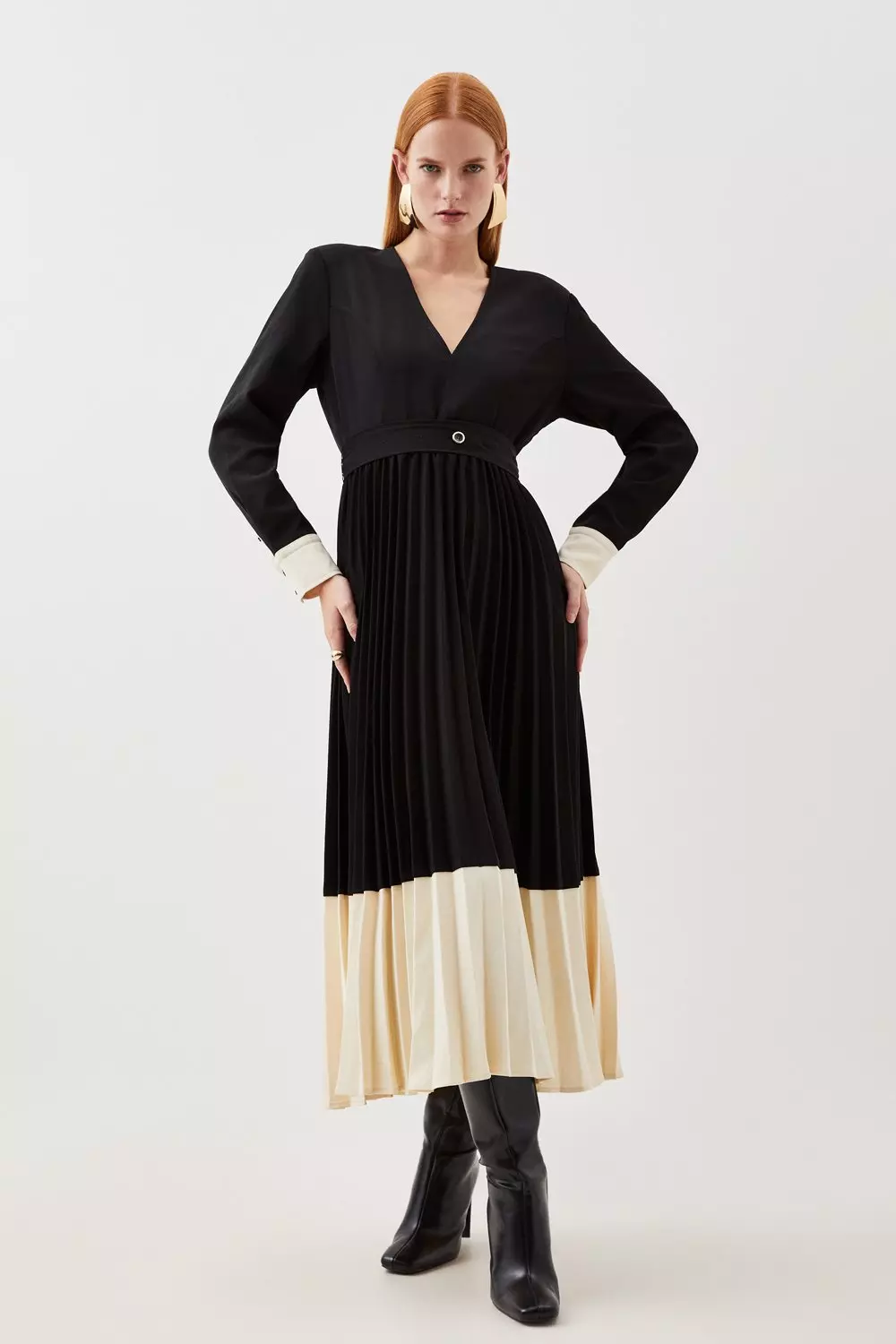 Black dress hotsell with coloured pleats