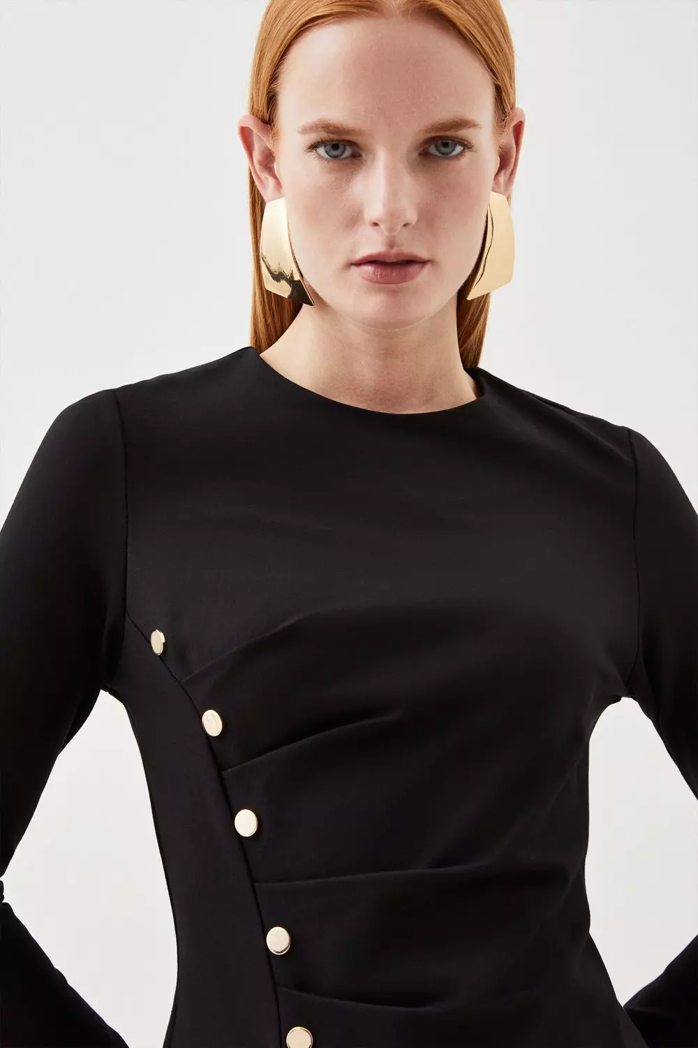 Ponte Tuck Long Sleeve Top | Karen Millen