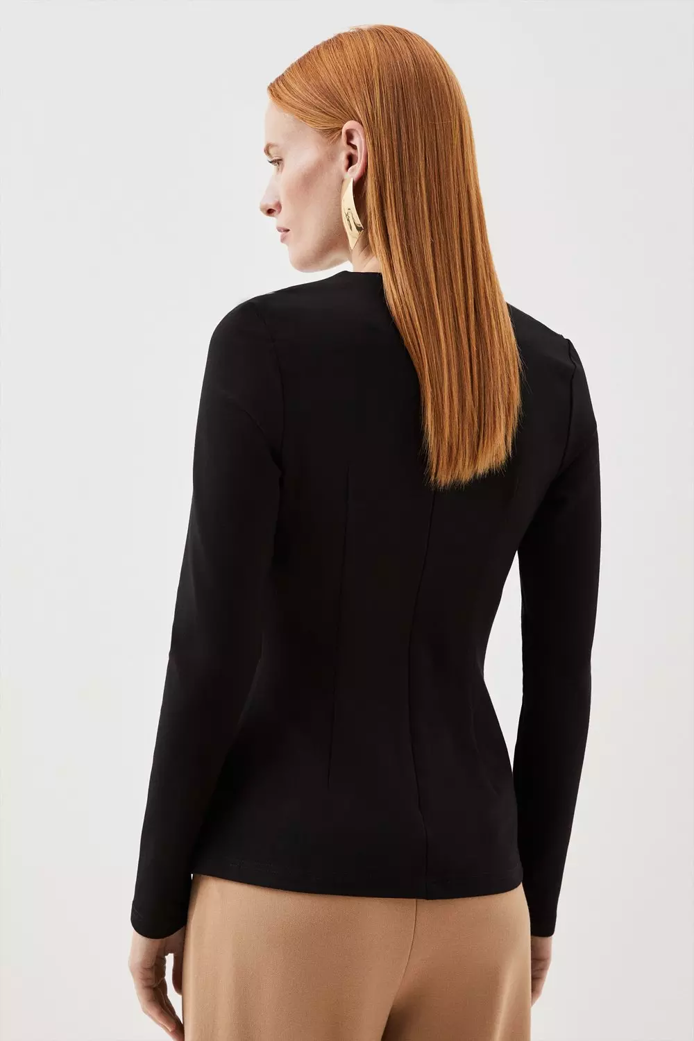 Ponte Tuck Long Sleeve Top | Karen Millen