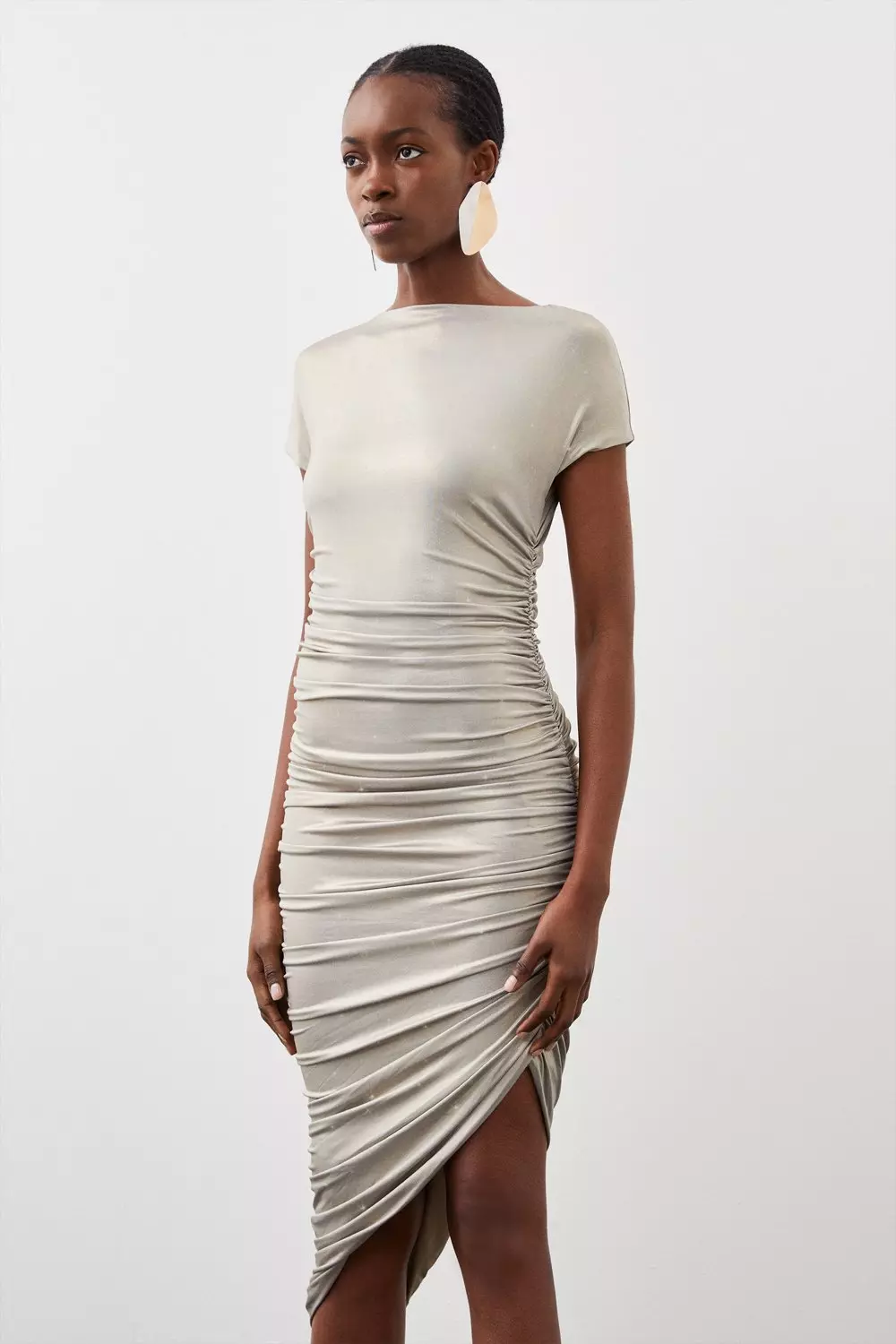 Ruched Detail Premium Ribbed Dress