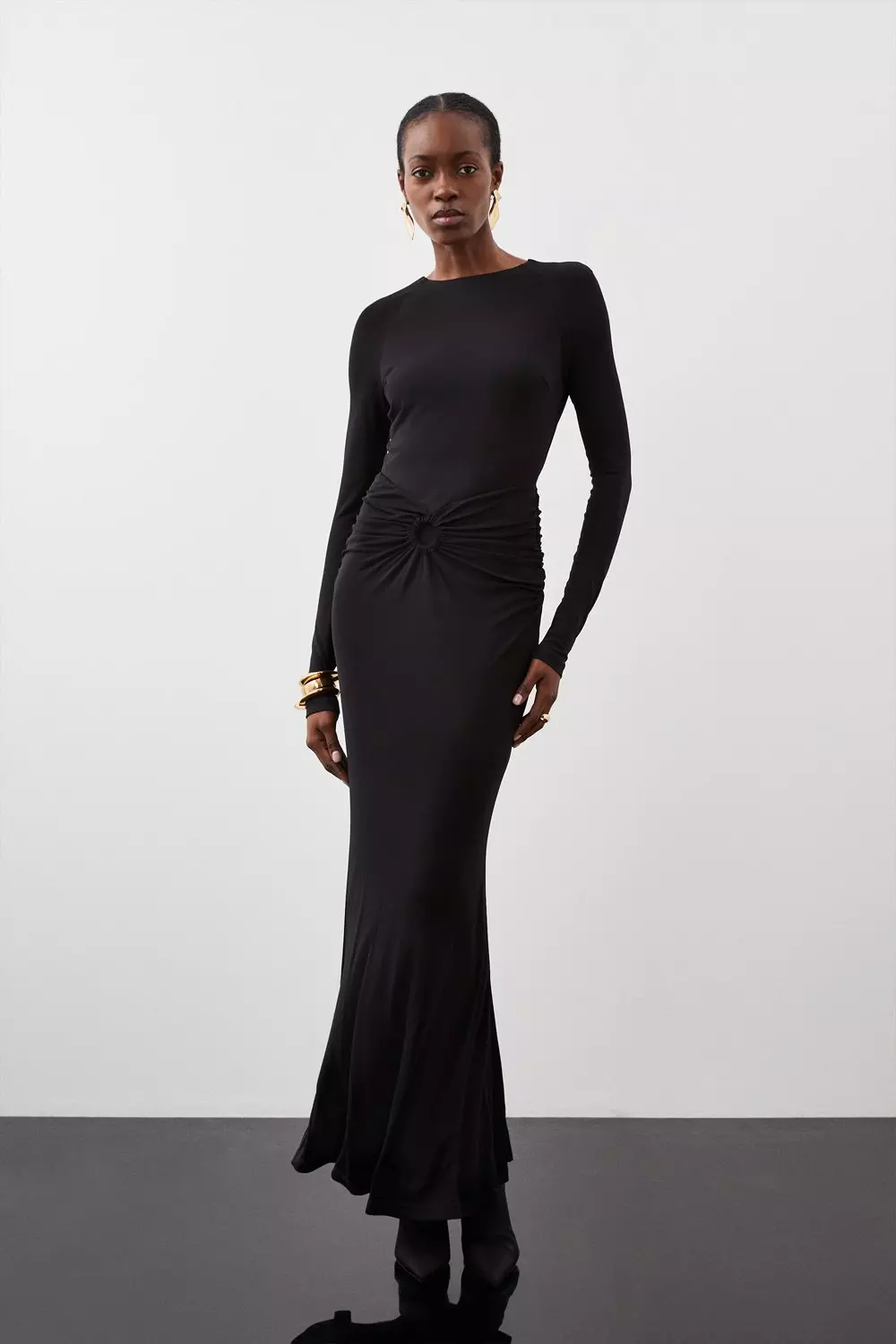 Petite Premium Stretch Crepe Jersey Maxi Dress Karen Millen