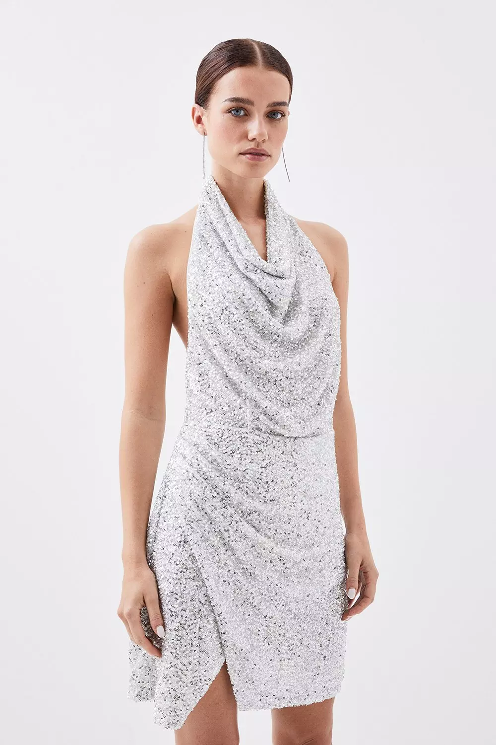 Sequin cowl mini outlet dress