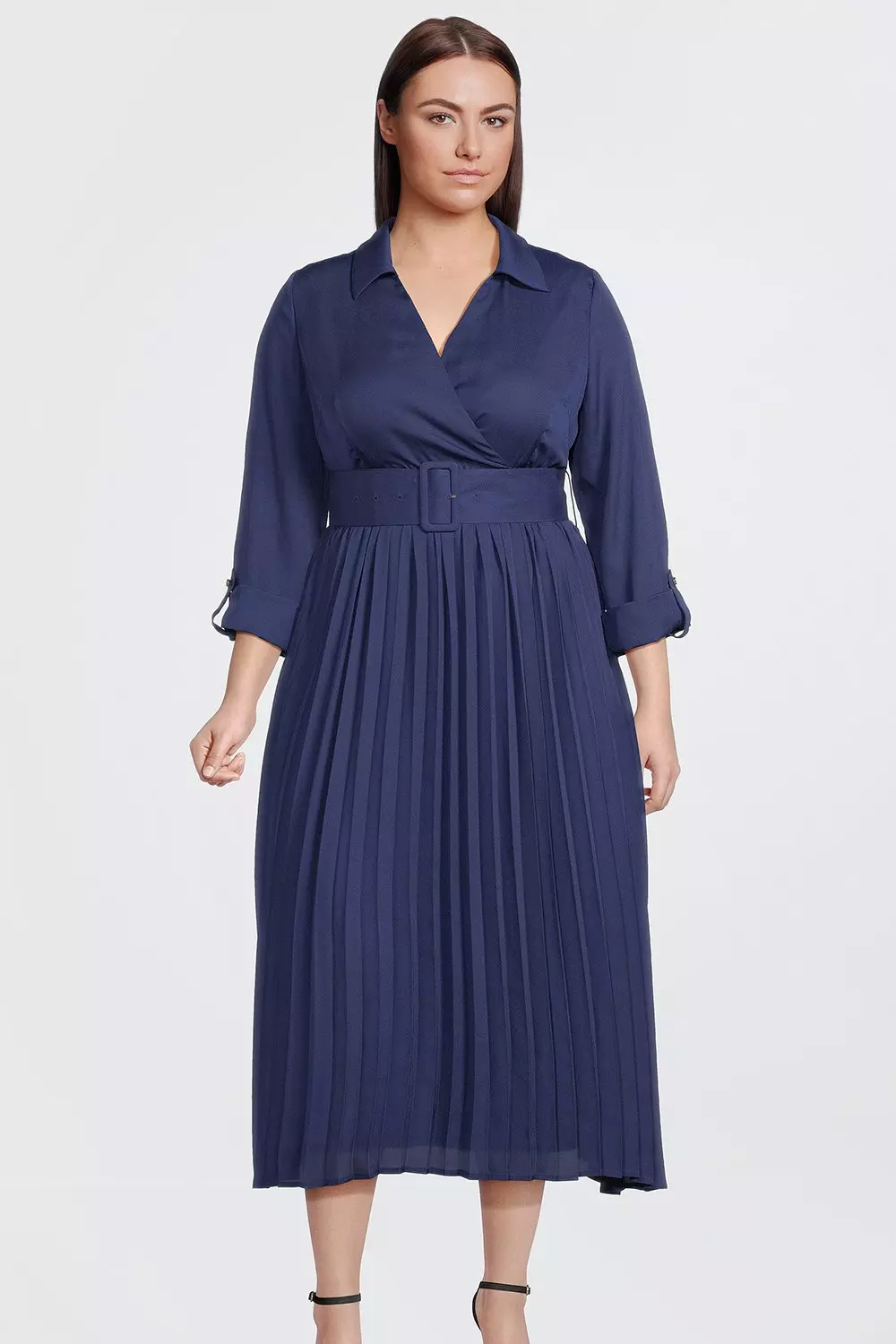 KAREN MILLEN Plus Size Pleated Georgette Woven Maxi Dress in