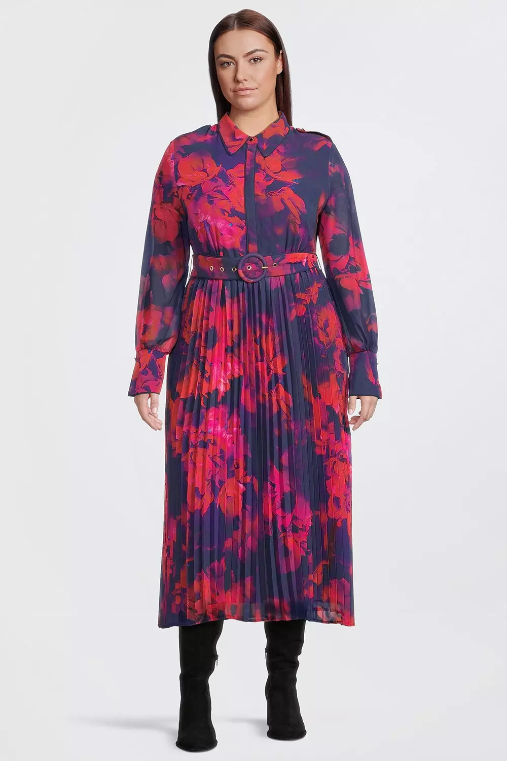 Karen millen pleated on sale floral maxi dress