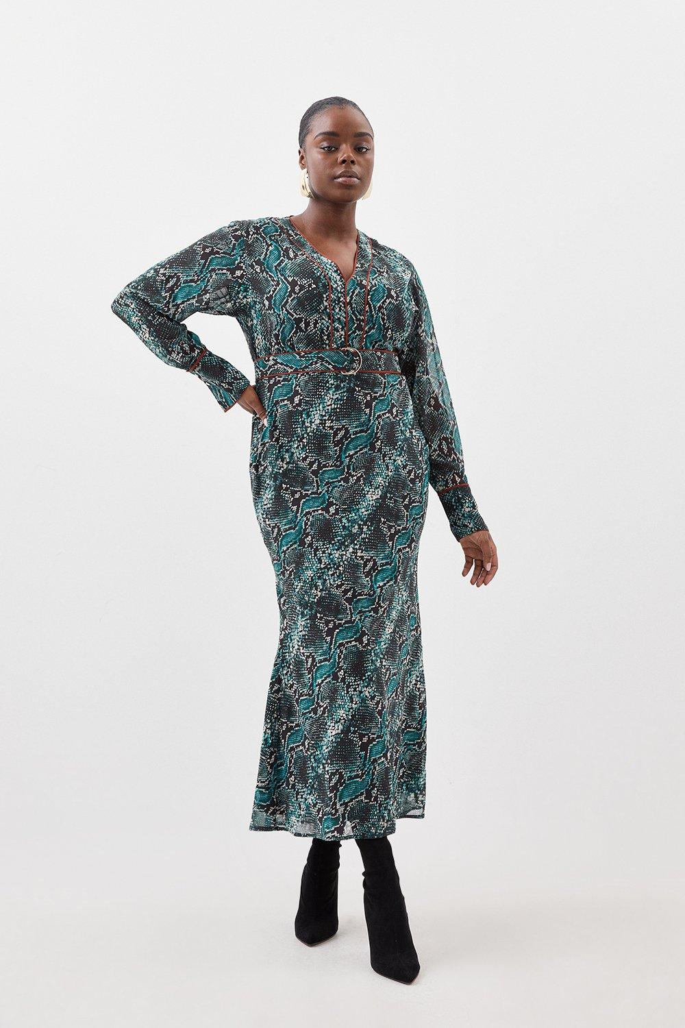 Green snake print maxi sales dress