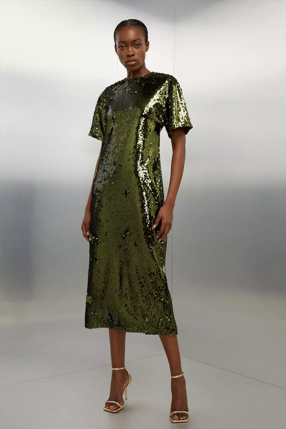 Green Sequin Midi Dress