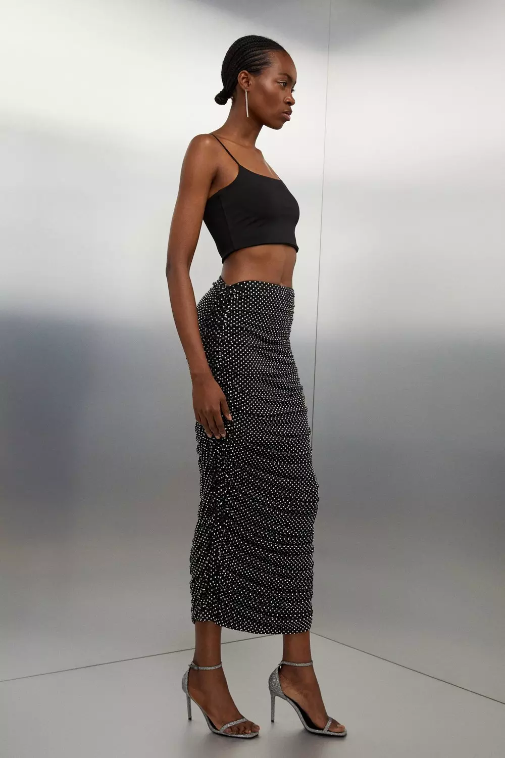 Black embellished 2024 midi skirt