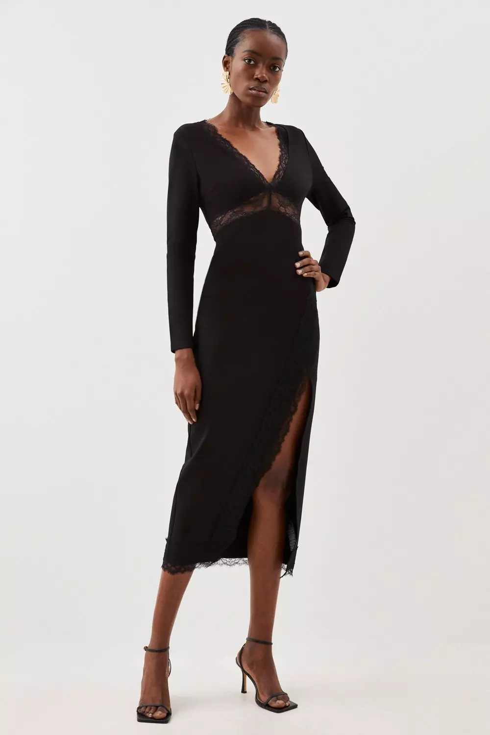 Thigh split cheap dress midi