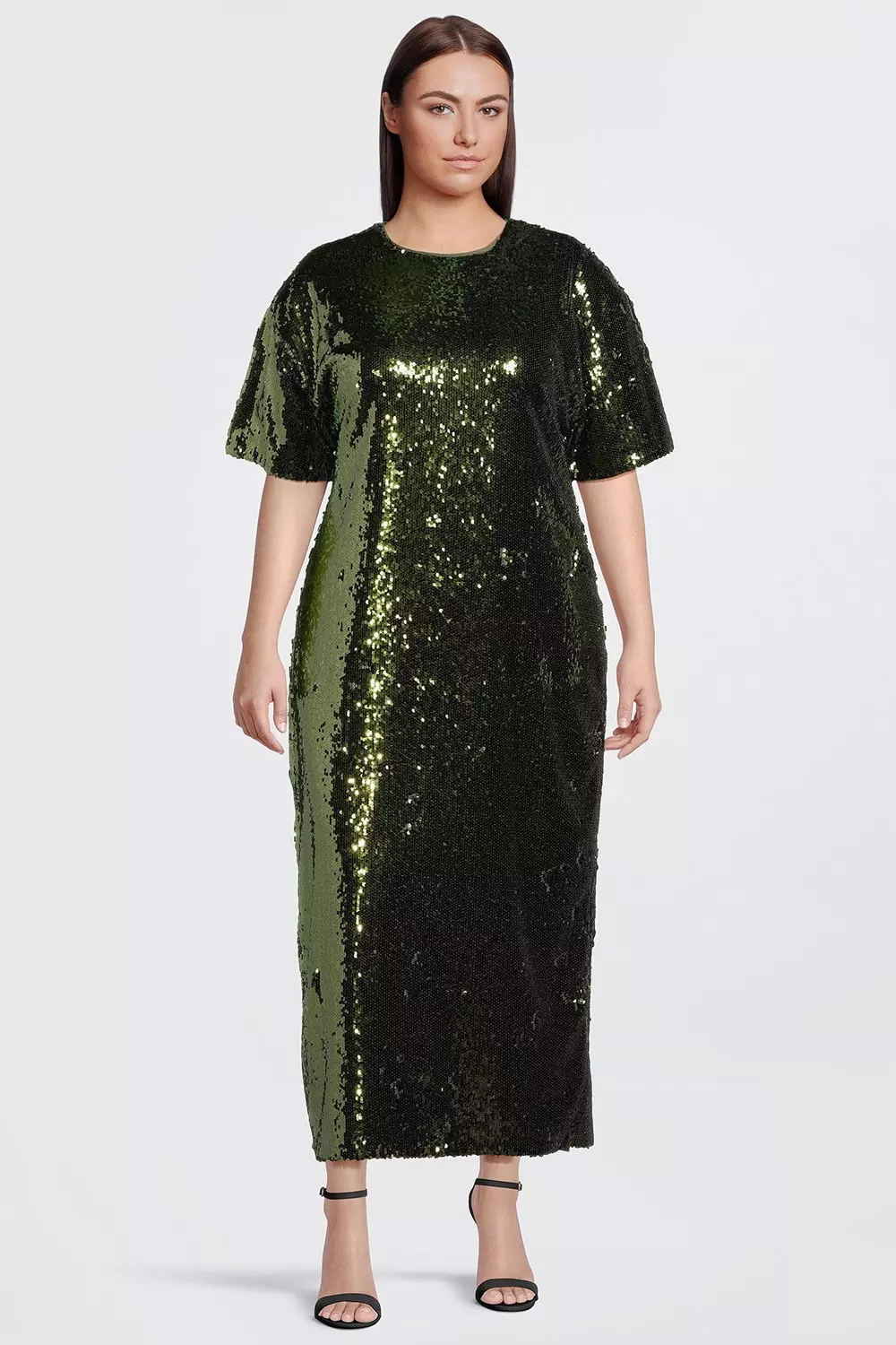 Plus size outlet sequin midi dress