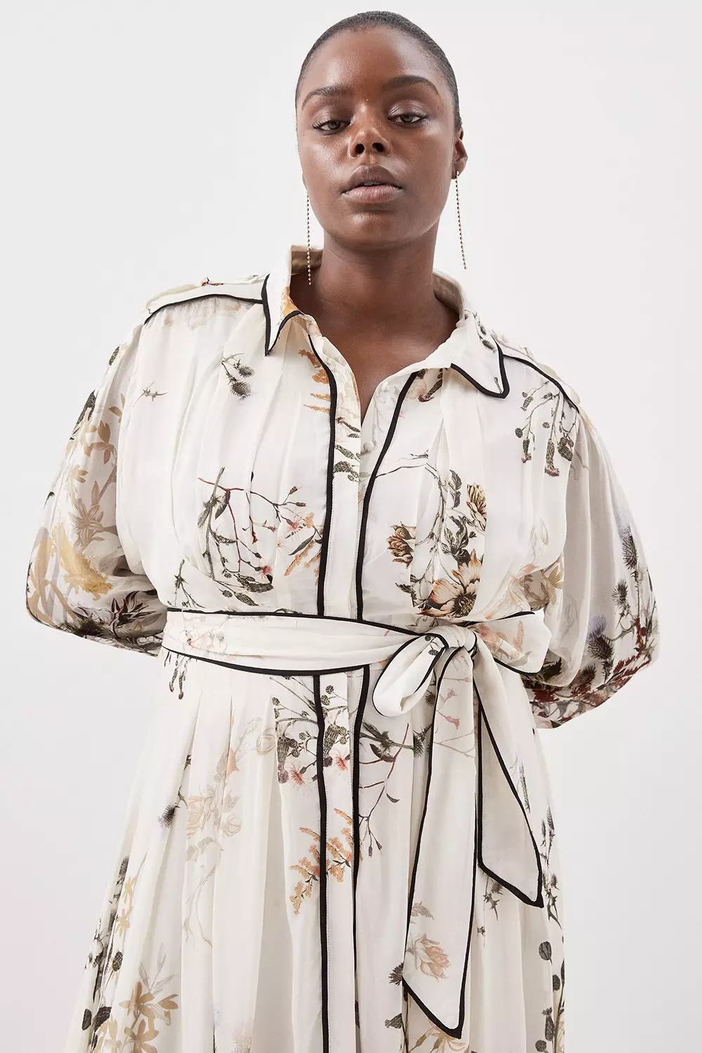 Lydia Millen Plus Size Viscose Woven Floral Shirt Woven Midi Dress