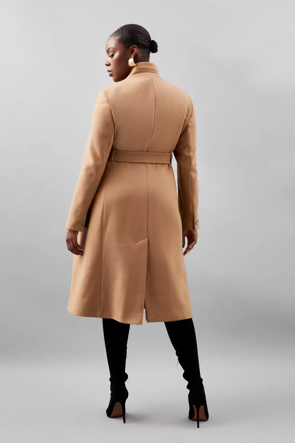 Plus size camel wool sales coat