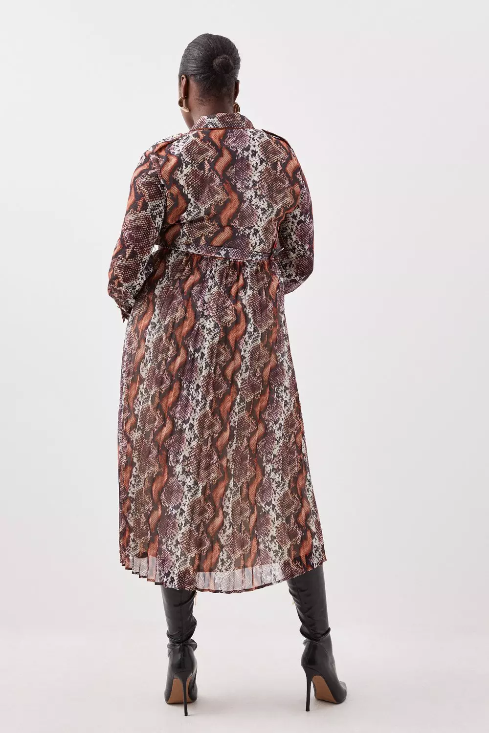 KAREN MILLEN Plus Size Pleated Georgette Woven Maxi Dress in