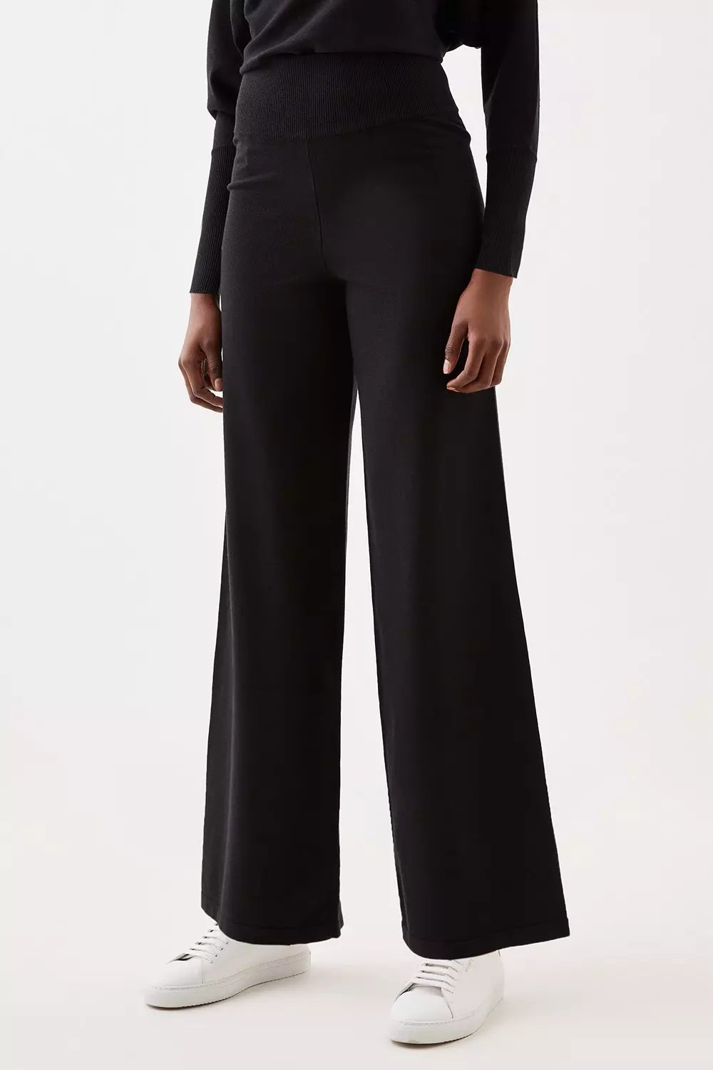 Nashwa Textured Rayon Wide Leg Pants - Caffe