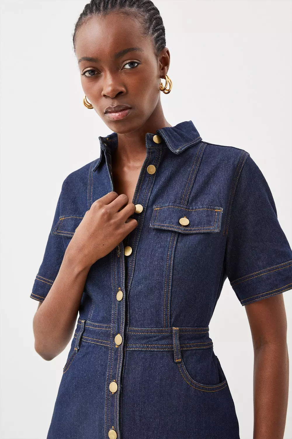 Petite Denim Maxi Shirt Dress