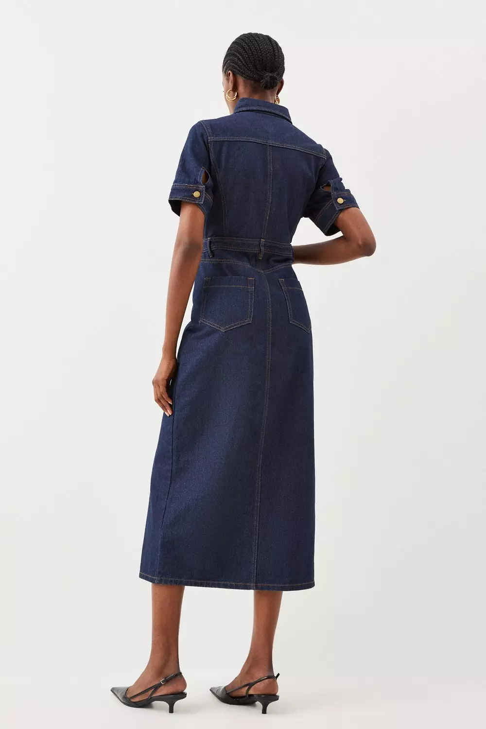 Petite Denim Maxi Shirt Dress