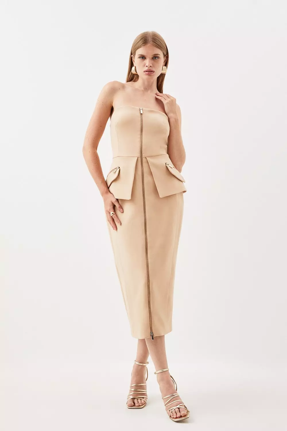 Women's Strapless Tailored Midi Dress