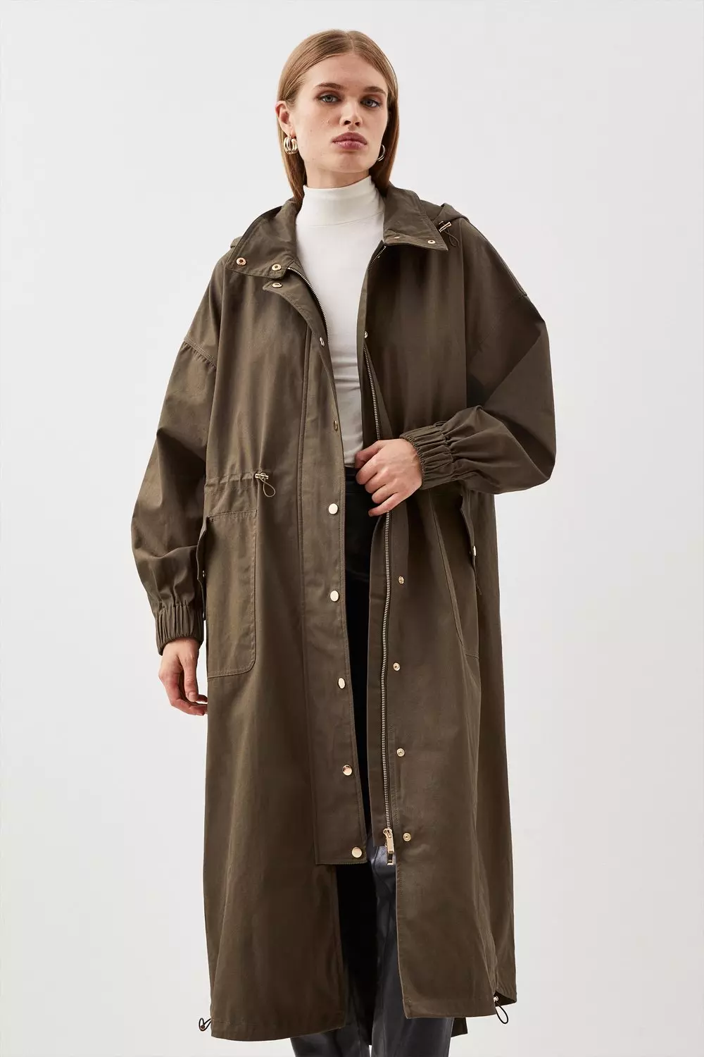 Longline khaki hot sale coat