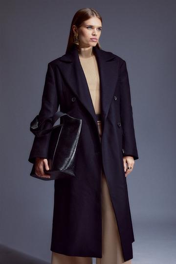 Italian Manteco Wool Strong Shoulder Anti Fit Coat black